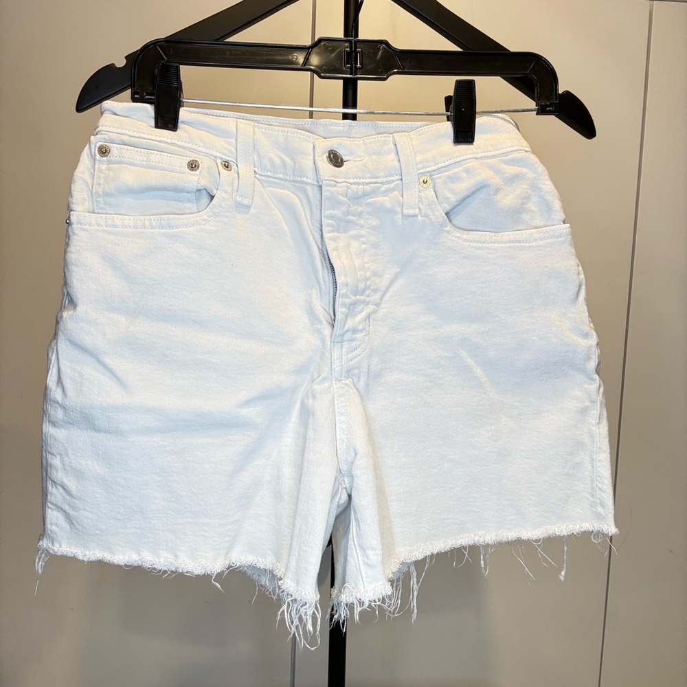Women's White Denim Shorts J Crew size 27 high rise button fly
